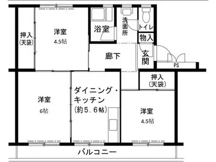 ビレッジハウス志染3号棟(3DK/1階)の間取り写真