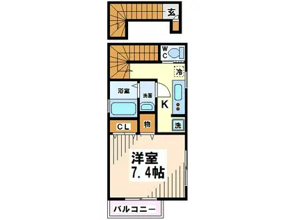 京王線 千歳烏山駅 徒歩10分 2階建 築17年(1K/2階)の間取り写真