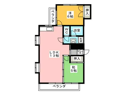 クローバー今嶺(2LDK/2階)の間取り写真