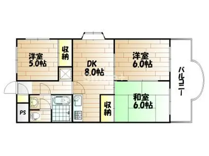 プロムナード洲崎1(3DK/1階)の間取り写真