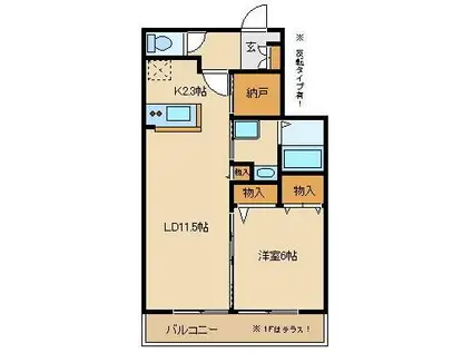 メープルガーデン1(1LDK/1階)の間取り写真