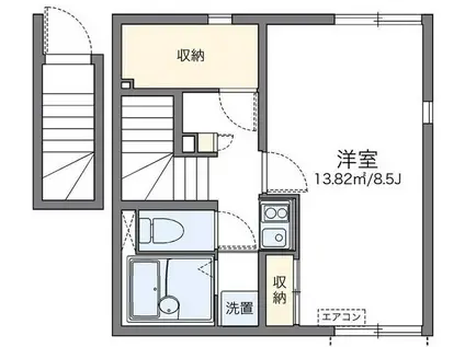 レオネクストココグランデ十条(1K/2階)の間取り写真