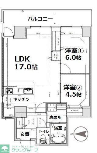 シティコート目黒2号棟 2(2LDK/3階)の間取り写真