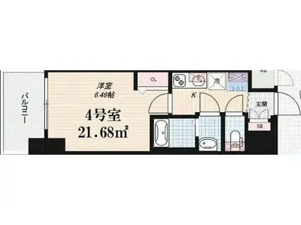 住之江公園レジデンス(1K/5階)の間取り写真