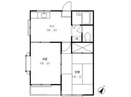 メゾンカトレア(2DK/2階)の間取り写真