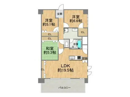 アスティミア四天王寺 クレステージ(3LDK/6階)の間取り写真