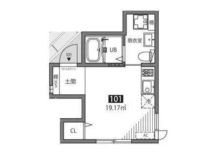 MEGURO SENZOKU U(ワンルーム/1階)の間取り写真