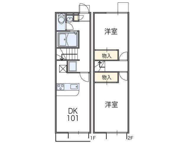 レオパレスセラフI(2DK/1階)の間取り写真