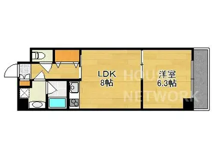 上御所エクセル三宅(1LDK/3階)の間取り写真