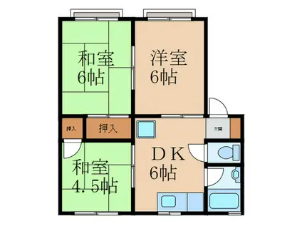 ベルメゾン平野(3DK/1階)の間取り写真