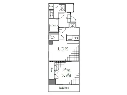ヴェルト日本橋(1LDK/8階)の間取り写真