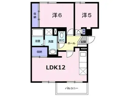 カルチェヴィラ華(2LDK/2階)の間取り写真