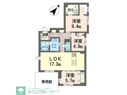 クレスティーク(3LDK/1階)の間取り写真