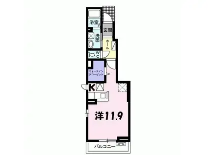 レヤリーライフII(ワンルーム/1階)の間取り写真