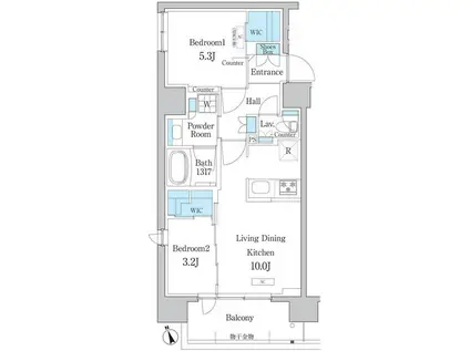 DUO FLATS浅草田原町(2LDK/6階)の間取り写真