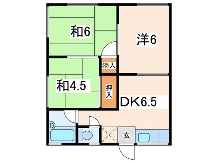 レジデンス佐原(3DK/1階)の間取り写真