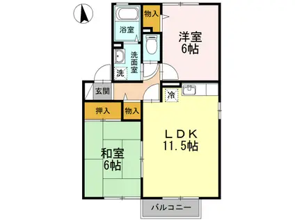 アークフラッツ(2LDK/2階)の間取り写真