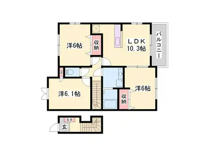 グラツィアB(3LDK/2階)の間取り写真