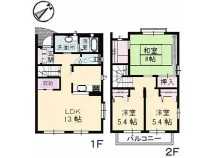 グランバリエ己斐B棟(3LDK/1階)の間取り写真