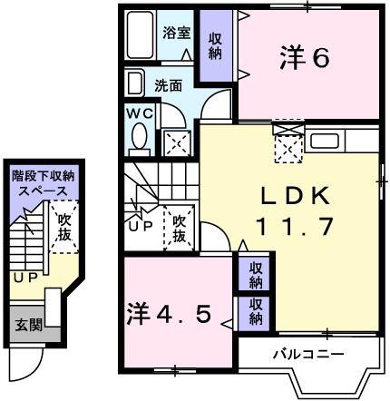 プロムナード(2LDK/2階)の間取り写真