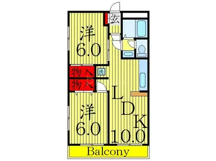 パークハイツ綾瀬(2LDK/5階)の間取り写真