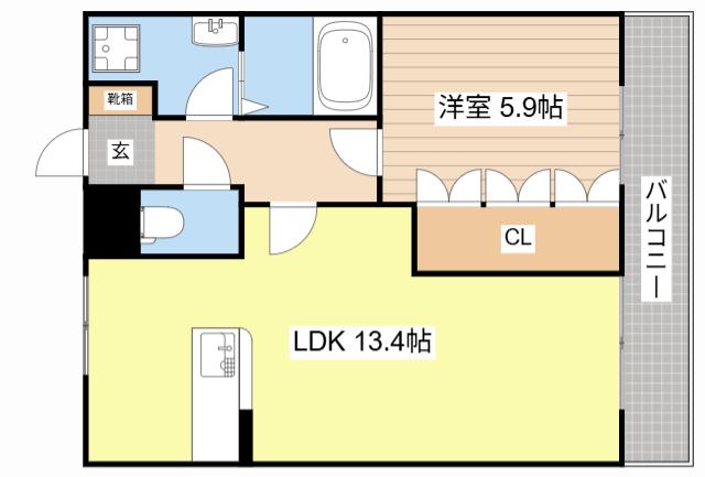 クロノスコート(1LDK/2階)の間取り写真