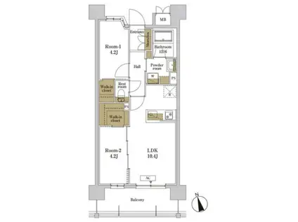 RJRプレシア川口(2LDK/6階)の間取り写真