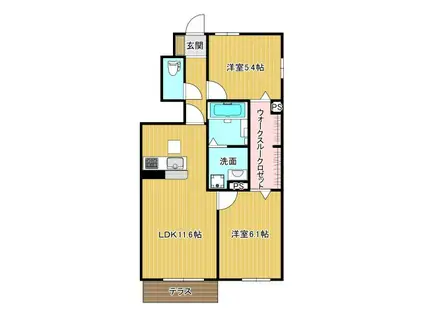 クレストコート上津台(2LDK/1階)の間取り写真