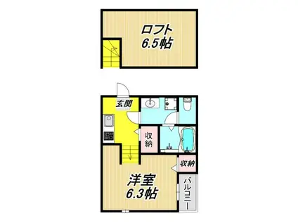 ラ・ルミエール・ドゥ・塚口(1K/2階)の間取り写真