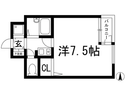 プレステージ天神(1K/3階)の間取り写真