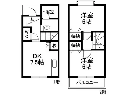 ル・グラン(2DK/1階)の間取り写真