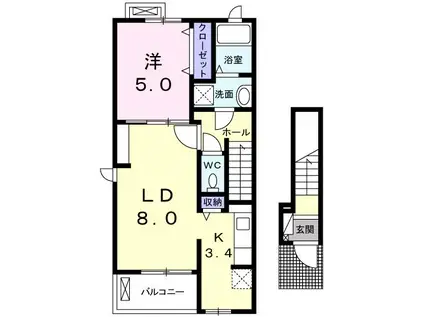 ポエム リラ(1LDK/2階)の間取り写真