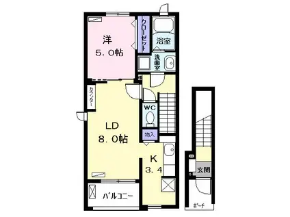 アンジューみのり(1LDK/2階)の間取り写真
