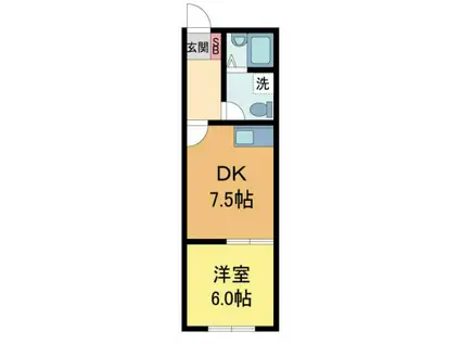 ピア門戸(1DK/2階)の間取り写真