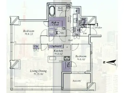 白金ザ・スカイ(2LDK/31階)の間取り写真