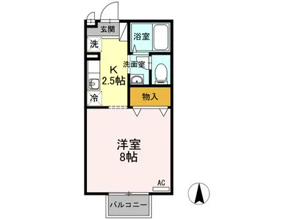 リッツハウス三番館(ワンルーム/2階)の間取り写真