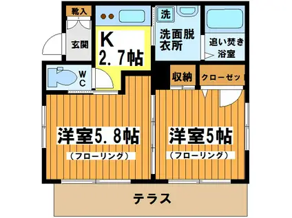 メゾンド中原(2K/1階)の間取り写真