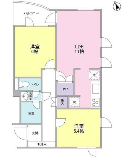 榎本ビル(2LDK/2階)の間取り写真