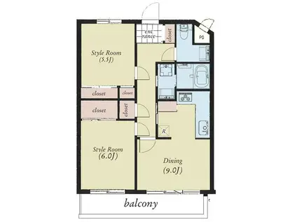 AZ RESIDENCE浜田山(2DK/3階)の間取り写真