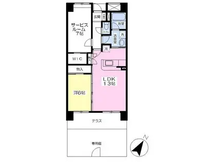 ルピナスコート草薙(1SLDK/1階)の間取り写真