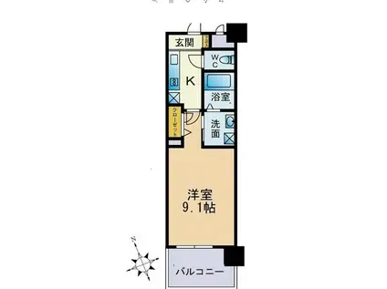 フロンティアききつI(ワンルーム/6階)の間取り写真