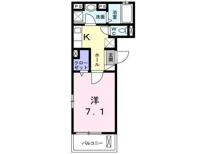 ブリリアントK(1K/2階)の間取り写真