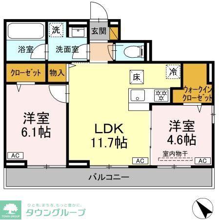 トロワ・プレール(2LDK/1階)の間取り写真