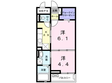 ジュリエット(2K/2階)の間取り写真