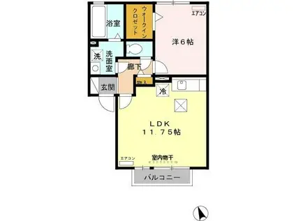 シャトーフェニックスA(1LDK/1階)の間取り写真