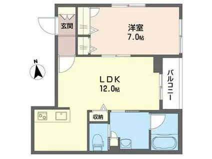 マグノリア(1LDK/2階)の間取り写真