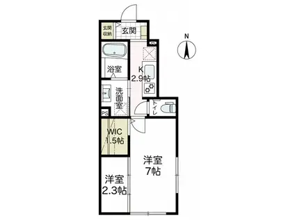 ディ クアトロ高座渋谷 A(2K/1階)の間取り写真