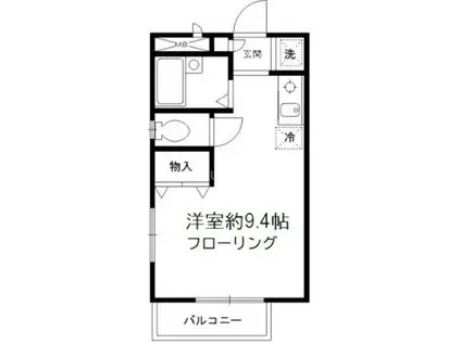 メゾンティーグルB棟(ワンルーム/2階)の間取り写真