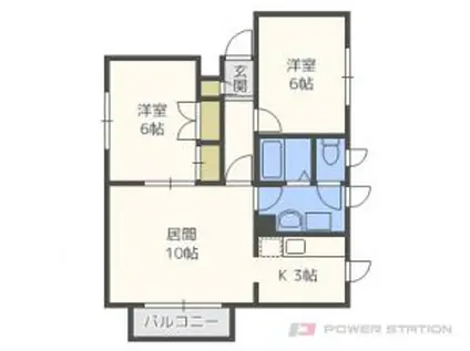 トリオ383(2LDK/2階)の間取り写真