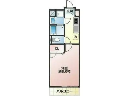 アルカディアIII(1K/1階)の間取り写真